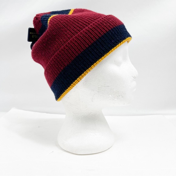 Polo Ralph Lauren Regimental Stripe Cuffed Watch Cap Beanie Ski Hat - Picture 8 of 10